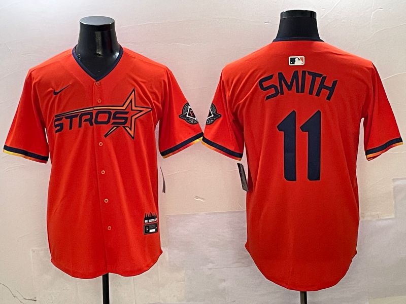 Men Houston Astros #11 Smith Orange three generations Joint Name Nike 2025 MLB Jersey style 6->houston astros->MLB Jersey